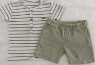 CONJUNTO CAMISETA COM PEITILHO LISTRADA E BERMUDA COM BOLSO GROW UP Verde
