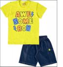 Conjunto Camiseta E Bermuda Cotton Jeans Menino Estampa Puff