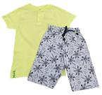 Conjunto Camiseta e Bermuda Infantil Menino Malha Flamê