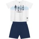 Conjunto Camiseta e Bermuda Intantil Masculina Estampada Freedom Branca e Azul Marinho 4 Anos - Rovi