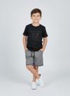 Conjunto Camiseta E Bermuda Listrada Cinza Chumbo E Preto Abrange