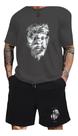 Conjunto camiseta e short moletinho estampa estatua novidade tendencia Conjunto camiseta e short moletinho estampa estatua novidade tendencia