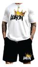 Conjunto camiseta e short moletinho estampa Luken king rei coroa novidade tendencia
