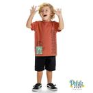Conjunto Camiseta em Algodão e Bermuda em Moletom cor Laranja/Preto -Kyly