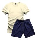Conjunto Camiseta Lisa 100% Algodão + Short Tactel Azul P/gg Conjunto Camiseta Lisa 100% Algodão + Short Tactel Azul P/gg
