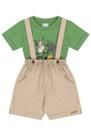 Conjunto Camiseta Mais Bermuda Com Suspensório Infantil Masculino