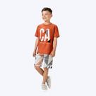 Conjunto Camiseta Manga Curta E Bermuda Estampada Infantil Menino Kyly 1001100 Laranja