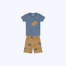 Conjunto Camiseta Manga Curta E Bermuda Moletinho Estampa Animal Infantil Menino Brandili 26534 Cinza Claro