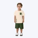 Conjunto Camiseta Manga Curta E Bermuda Moletinho Infantil Menino Kyly 1001090 Bege