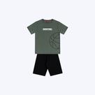 Conjunto Camiseta Manga Curta E Bermuda Moletom Infantil Menino Kyly P1001099 Branco