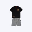 Conjunto Camiseta Manga Curta Lettering E Bermuda Moletom Juvenil Menino Kyly 1001104 Preto