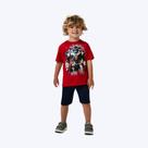 Conjunto Camiseta Manga Curta Transformers E Bermuda Moletom Infantil Menino Kyly P1001080 Mescla Grafite