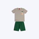Conjunto Camiseta Manga Curta Wild Adventure E Bermuda Lisa Infantil Menino Kyly 1001088 Branco