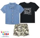 Conjunto camiseta mc , camisa e bermuda