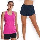 Conjunto Camiseta REGATA DRY FITNESS + Short TACTEL FEMININO Academia Yoga Corrida PLT 589