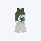 Conjunto Camiseta Regata E Bermuda Moletom Infantil Menino Kyly P1001096 Verde