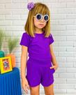 Conjunto Camiseta Shorts Feminino Infantil Moda Conforto