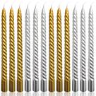 Conjunto Candle Peytanger de 10" em espiral dourado e prateado, 12 unidades
