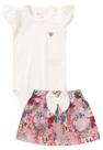 Conjunto Canelado Body e Saia Bebê - OFF-White - Ame Kids