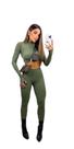 Conjunto Canelado Manga Longa Fashion Academia Tendência Conjunto Canelado Manga Longa Fashion Academia Tendência