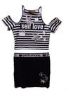 Conjunto Canelado Saia Bordado Preto Pituchinhus