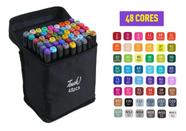 Conjunto Canetas Marcador Canetinha Ponta Dupla 48 Cores Kit