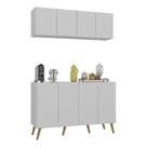 Conjunto Cantinho Do Café Retrô Armário E Aparador 4 Portas Multimóveis Mp1084 Branco/natural