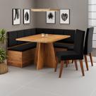 Conjunto Canto Alemão com Baú Mesa 120x77,5cm Tampo sem Vidro com 2 Cadeiras Milão