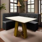 Conjunto Canto Alemão com Bau para Bar Lanchonete Cinza 125x160cm SOFA STORE