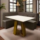 Conjunto Canto Alemão com Bau para Bar Lanchonete Marrom 125x160cm SOFA STORE