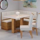 Conjunto Canto Baú com Mesa de Jantar Retangular 120x80cm de Vidro e 2 Cadeiras Yescasa