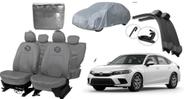 Conjunto capa Civic couro cinza + limpador brinde