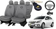 Conjunto capa couro Agile 09-16 + chaveiro + toque suave