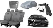 Conjunto capa couro cinza City + capa + limpador bônus