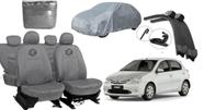 Conjunto capa couro cinza Etios + capa protetora + brinde