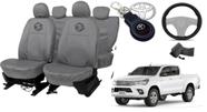 Conjunto capa couro cinza Hilux 13-16 com brinde