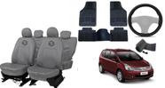 Conjunto capa couro cinza Livina 09-14 + tapete proteção extra