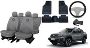 Conjunto capa couro cinza Oroch + acessórios grátis