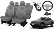 Conjunto capa couro cinza Oroch + volante resistente Conjunto capa couro cinza Oroch + volante resistente