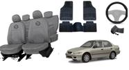 Conjunto capa couro Corolla cinza + tapete emborrachado