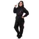 Conjunto Capa de Chuva Feminino Com Capuz Tamanho P Preto Impermeável Motoqueiro Nylon 0,20mm Pioneira - 1101-F-PRE-P