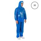 Conjunto Capa e Calça Plástico Azul com Elástico e Capuz CA 30354/30355 20 Und Motoqueiro Chuva Motociclista