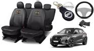 Conjunto Capas de Couro Nissan Kicks 2024 + Capa de Volante + Chaveiro Nissan