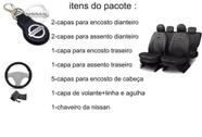 Conjunto Capas de Couro Nissan March 2015-2016 + Capa de Volante + Chaveiro Nissan