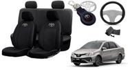 Conjunto Capas de Couro Toyota Etios 2021 + Capa de Volante + Chaveiro Toyota