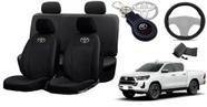 Conjunto Capas de Couro Toyota Hilux 2024 + Capa de Volante + Chaveiro Toyota Conjunto Capas de Couro Toyota Hilux 2024 + Capa de Volante + Chaveiro Toyota
