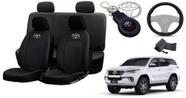 Conjunto Capas de Couro Toyota SW4 2021 + Capa de Volante + Chaveiro Toyota