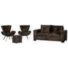 Conjunto Capri Sofa 3 Lugares 2 Poltronas Riad e Puff Finezzi