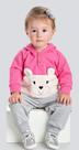 Conjunto Casaco com capuz e bolso pelúcia e calça molecotton infantil bebê Ralakids