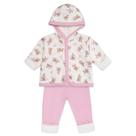 Conjunto Casaco Com Capuz e Calça Mini & Co na Cor Off White e Rosa 0667.1270 Conjunto Casaco Com Capuz e Calça Mini & Co na Cor Off White e Rosa 0667.1270
